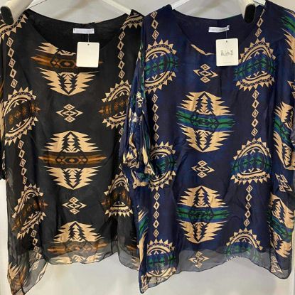 Obrazek Bluzka elegancka BAT SLIM SIZE BOHO3 jedwab od XXS do M/L Włochy