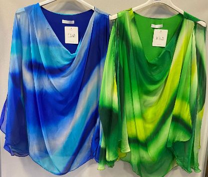 Obrazek Bluzka elegancka FALA BIS OMBRE SKOS jedwab XXS - S/M Włochy