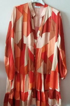 Obrazek Sukienka jedwab mini/midi  falbany dół, gładka lub wzór Italy