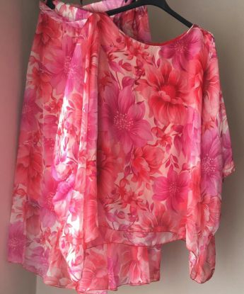 Obrazek Komplet 2w1 bluzka i spódnica z jedwabiu w kwiaty XS/S - 42/44 Włochy