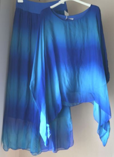 Obrazek Komplet elegancki TORI Ombre Pasy jedwab UNI od XS/S do 40/42 Włochy