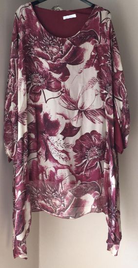 Obrazek Tunika długa, sukienka mini BAT kwiat jabłoni jedwab UNI od XS - 62/64 Włochy