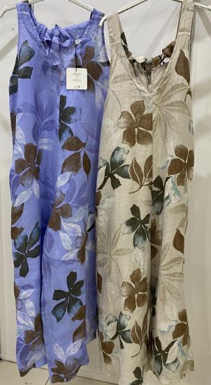 Obrazek Kombinezon len amerykańskie wiązanie z tyłu wzór liście XS - M Włochy