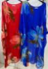 Obrazek Sukienka elegancka BAT midi/maxi lilie jedwab UNI od S - 50/52 Italy