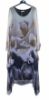Obrazek Sukienka elegancka BAT midi/maxi Ombre Irysy jedwab UNI od S - 50/52 Italy