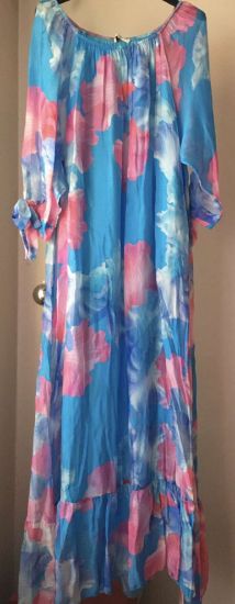 Obrazek Sukienka elegancka KOKO Płatki maxi hiszpanka jedwab XS/S - 42 Włochy