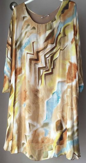 Obrazek Tunika, sukienka elegancka mini, midi ZYGZAK jedwab SLIM SIZE - XXS/XS - S/M Włochy
