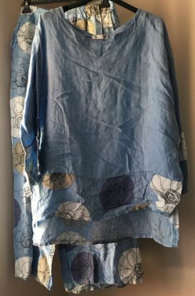 Obrazek Komplet len gładki i obrys kwiat w kołach S/M - 42 Włochy