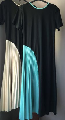 Obrazek Sukienka elegancka koktajlowa, wieczorowa midi  plisy, kokardki UNI SLIM od S/M do 40/42 Włochy