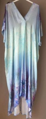 Obrazek Sukienka elegancka Ombre bordiura jedwab UNI od M/L - 46 Italy