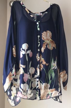 Obrazek Koszula elegancka TARA M Irysy, z topem, zestaw 2w1, jedwab UNI S/M - 46 Włochy