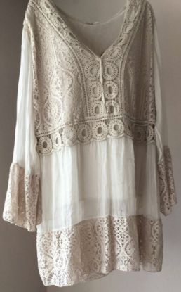 Obrazek Tunika elegancka szydełko koronka jedwab UNI SLIM od XS/S do S/MWłochy