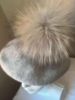 Obrazek Beret elegancki kaszmir, wełna, futro pompon Włochy