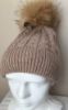 Obrazek Czapka elegancka angora, wełna kaszmirowa futro pompon, warkocz Włochy