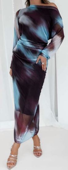 Obrazek Sukienka elegancka koktajlowa, wieczorowa maxi , midi siatka - UNI od S/M do 42 Włochy