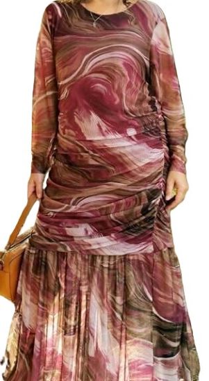 Obrazek Sukienka elegancka koktajlowa, wieczorowa maxi siatka - UNI od S/M do 42/44 Włochy