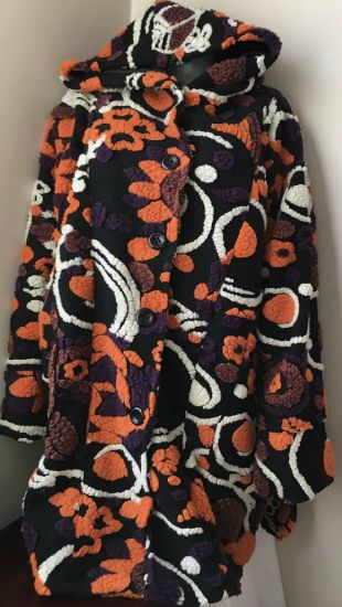 Obrazek Płaszcz 3D kwiaty, wełna UNI od M/L do 46/48 Włochy