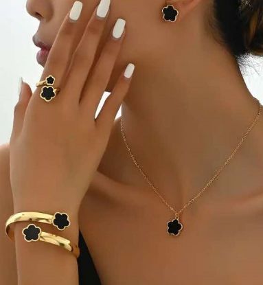 Obrazek Komplet 5 częściowy biżuterii artystycznej Koniczynka, stal nierdzewna z Włoch