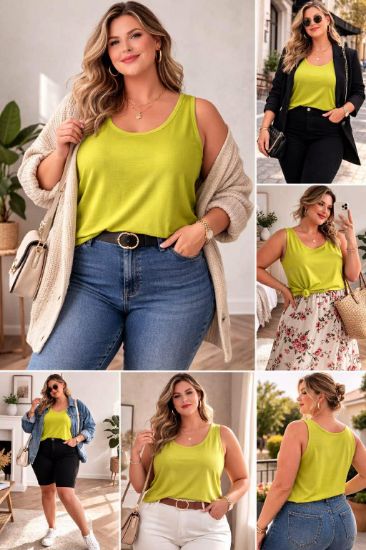 Obrazek Bluzka na szerszych ramiączkach, top, tunika jedwab UNI PLUS SIZE od 44/46 do 52/54 Włochy